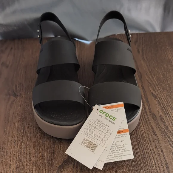 CROCS Black and Gray Platform Sandals - Picture 2 of 8